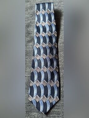 COCKTAIL COLLECTION Modern Geometric Men's Tie in Blue and Gray